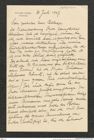 Nachlass Franz Steindachner, Brief von Max Weber an Franz Steindachner (31.07.1907), Inv.Nr. 577.02, Seite 1